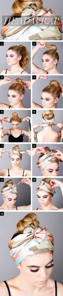 Как элегантно подвязать волосы платком